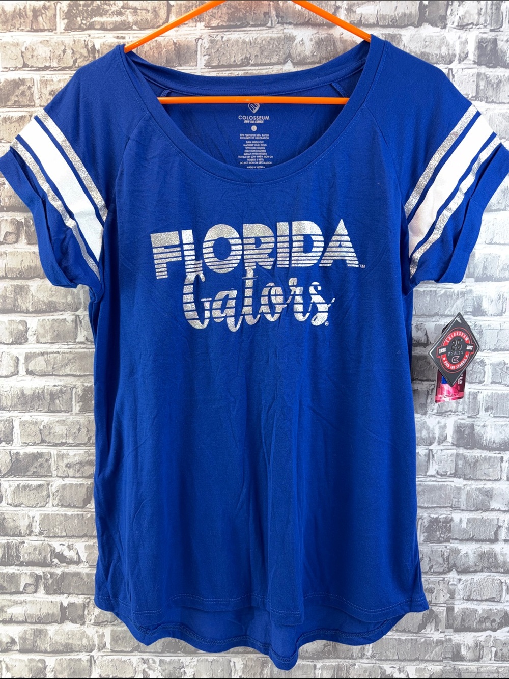 NWT Colosseum Blue Florida Gators Short Sleeve Tee with Silver Details